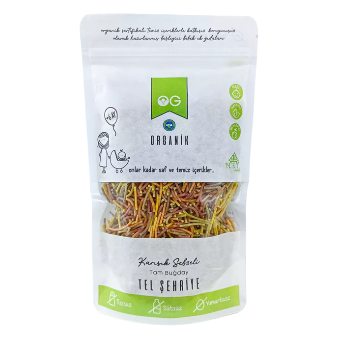 OG NATURAL Organik Karışık Sebzeli Tam Buğday Tel Şehriye 180g