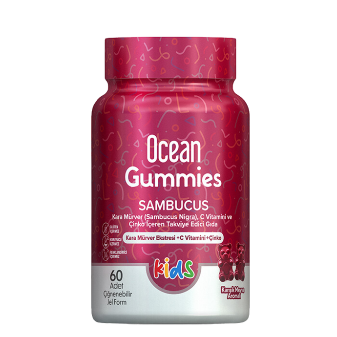 ORZAX Ocean Smart Gummies Sambucus Takviye Edici Gıda 60 Adet