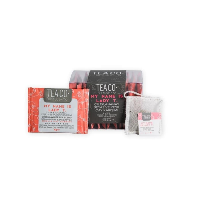 TEA CO Çilek Ve Ananaslı Beyaz Çay Müslin Çay Poşeti 24g - My Name Is Lady T