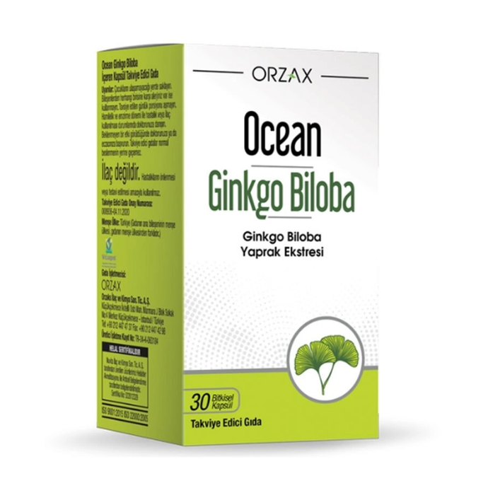 ORZAX Ocean Ginkgo Biloba Takviye Edici Gıda 30 Bitkisel Kapsül