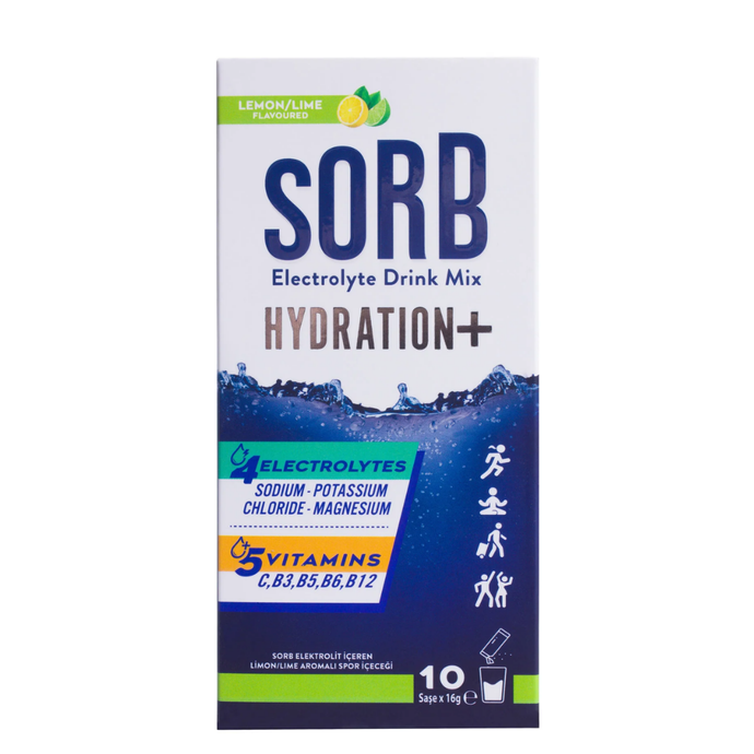 SORB - Electrolyte Drink Mix - Elektrolit, Vitamin ve Mineral Limon Lime 10 Saşe